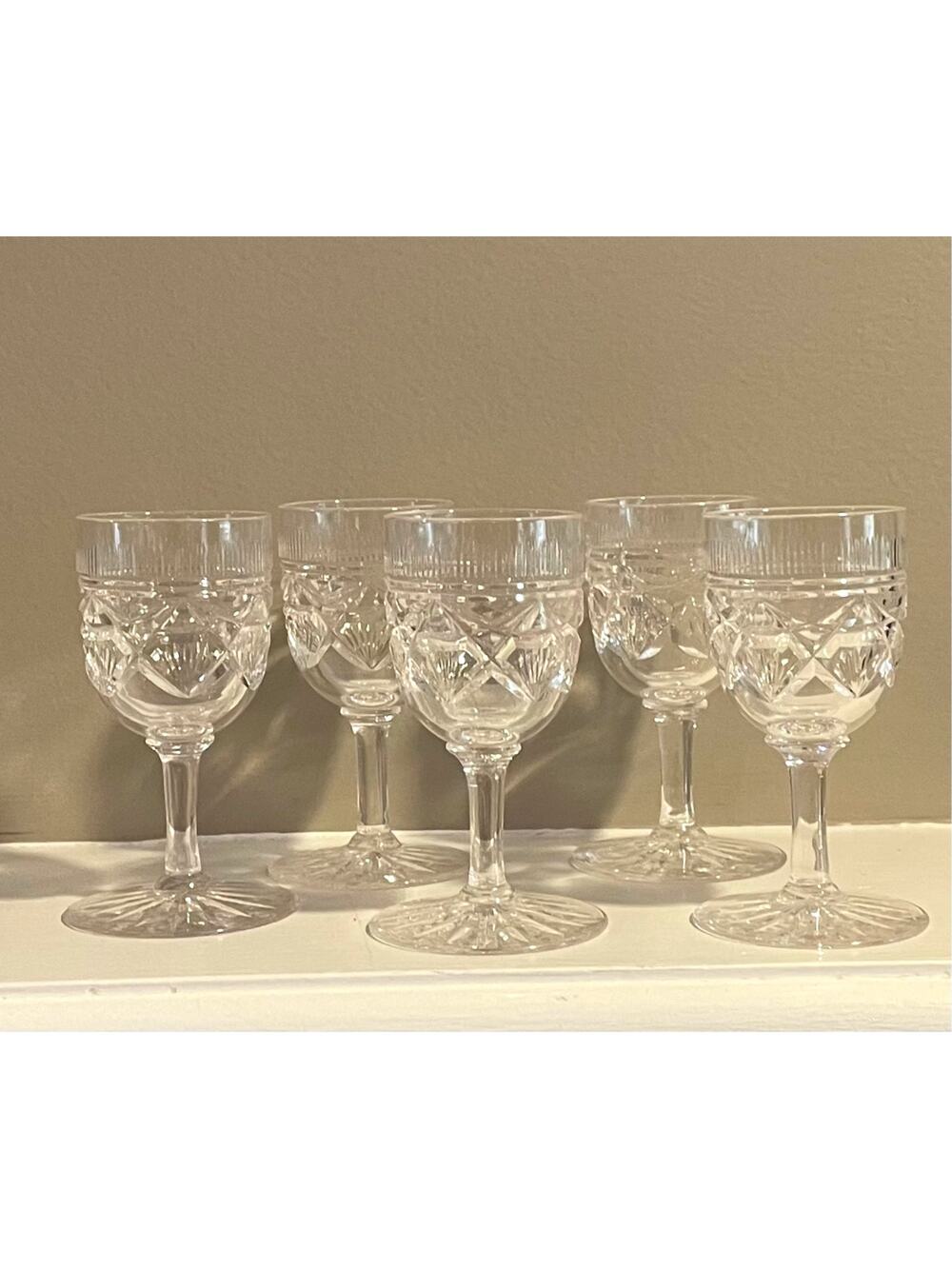 Vintage Etched Crystal Cordial Glasses, 3oz., Set of 5